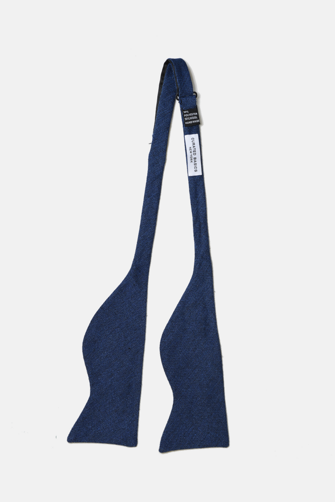 Navy Herringbone Bow Tie