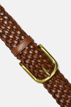 Brown Woven Leather Belt