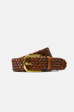 Brown Woven Leather Belt