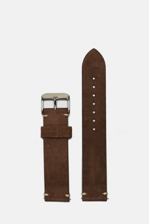 18mm // 20mm Dark Brown Suede Leather Traditional 2pcs Strap