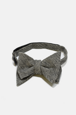 Black Herringbone Bow Tie