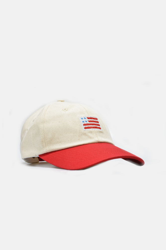 US Flag Needlepoint Hat