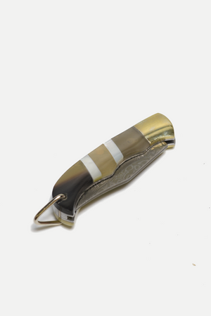 Yellow Ox-horn with Pearl Inlay Folding Knife